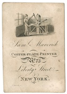 Visitekaartje voor Samuel Maverick, c.1812-45